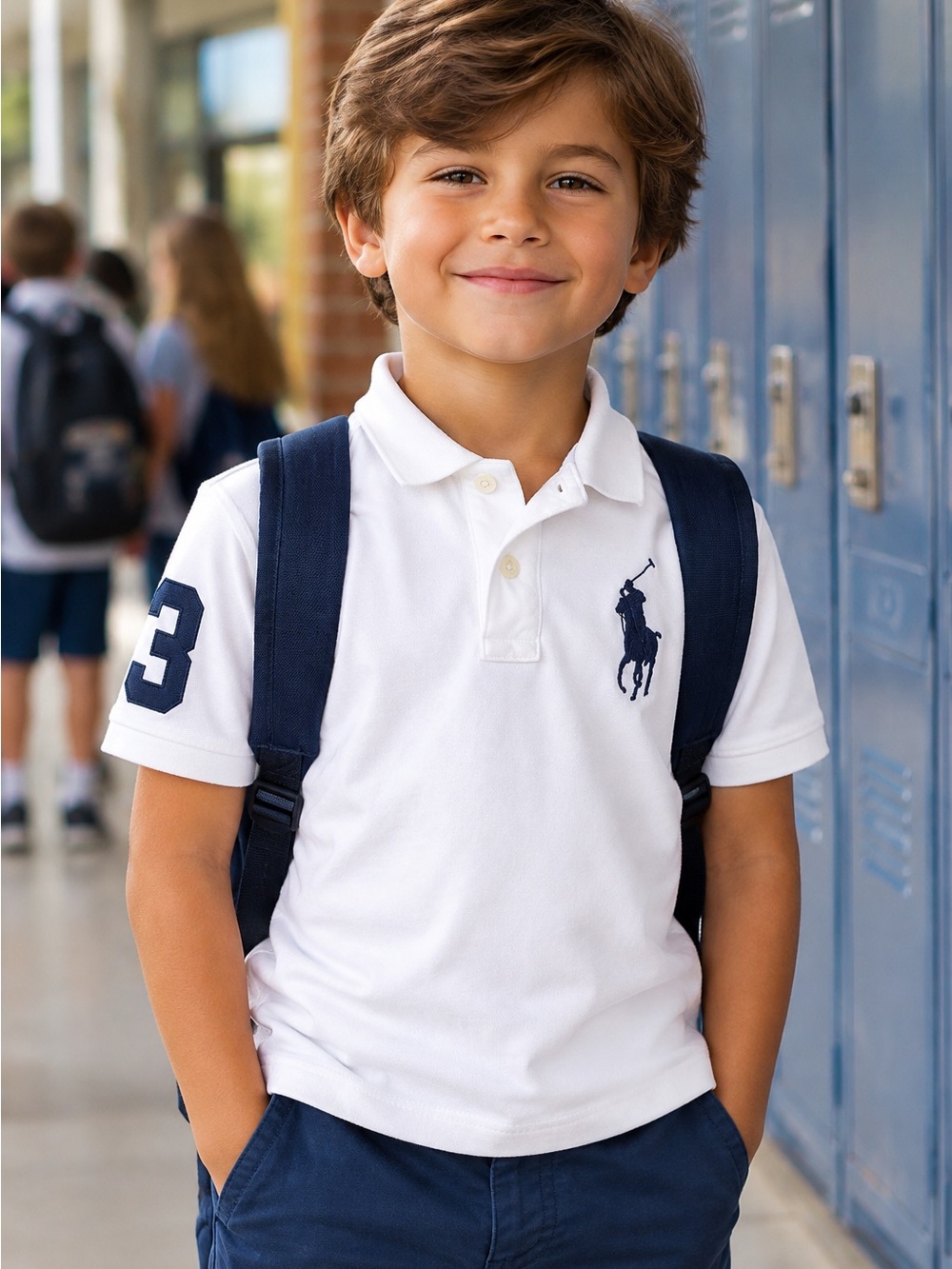 Polo Ralph Lauren Boys Size 5 White Big Pony Polo Shirt Navy Pony #3
